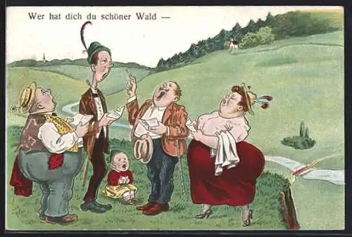 AK Sänger in der Natur, Wer hat dich du schöner Wald