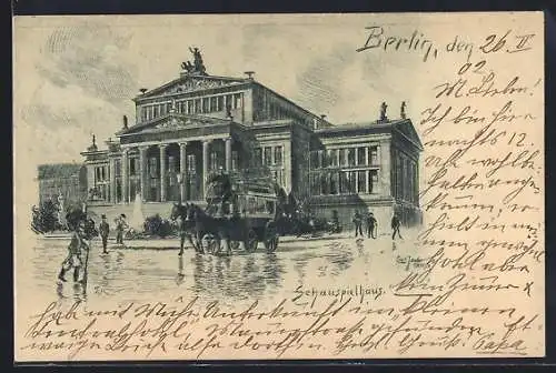 Künstler-AK Carl Jander: Berlin, Blick auf das Schauspielhaus