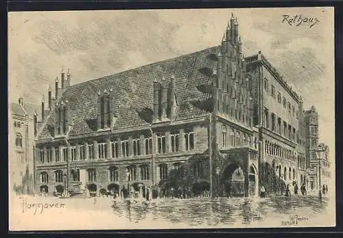 Künstler-AK Carl Jander: Hannover, Blick auf das Rathaus