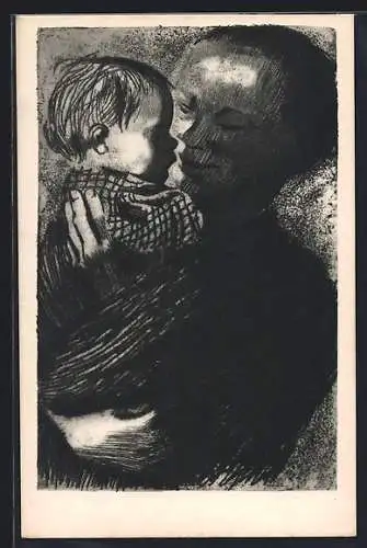 Künstler-AK Käthe Kollwitz: Mutter mit Kind auf dem Arm