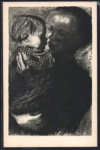 Künstler-AK Käthe Kollwitz: Mutter mit Kind auf dem Arm