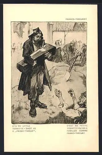 Künstler-AK Louis Raemaekers: Francs-Tireurs?, Kinderbegräbnis