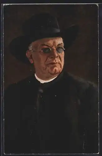Künstler-AK Wilhelm Hasemann: Bildnis von Pfarrer Dr. H. Hansjakob