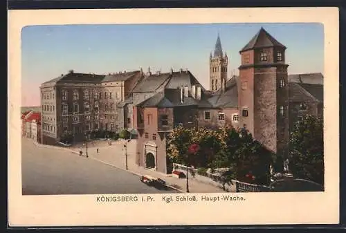 AK Königsberg i. Pr., Kgl. Schloss u. Hauptwache aus der Vogelschau