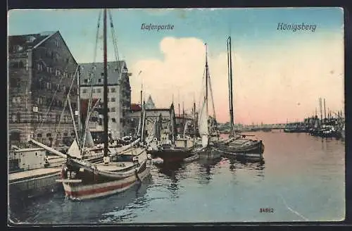 AK Königsberg, Hafenpartie mit Booten