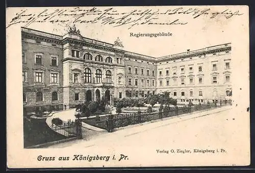 AK Königsberg i. Pr., Regierungsgebäude mit Anlage