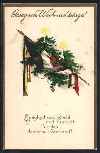 AK Kriegsweihnacht, Reichsfahne, Tannengrün