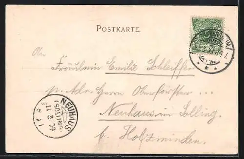 AK Bad Gandersheim, Strassenansicht mit Kirche und Personen