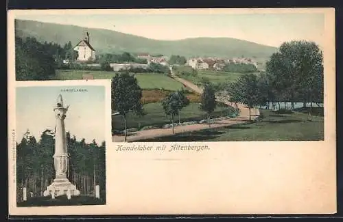 AK Altenbergen / Friedrichroda, Ortspanorama mit Kandelaber