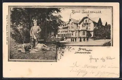 AK Bühl / Bühlerthal, Hotel Sand, Jäger mit Doublet