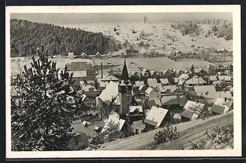 AK Onstmettingen, Ortsansicht im Schnee