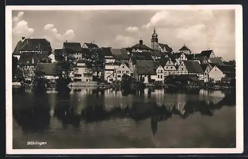 AK Böblingen, Ortsansicht mit Flusspartie
