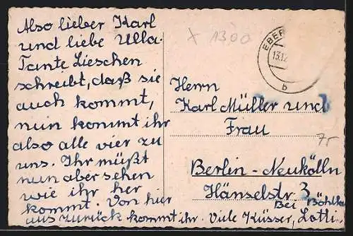 AK Eberswalde, Blick von der Bismarcktreppe auf Häuser und Kirchturm