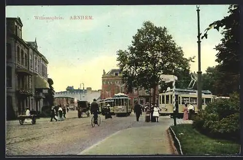 AK Arnhem, Strassenbahn auf dem Willemsplein