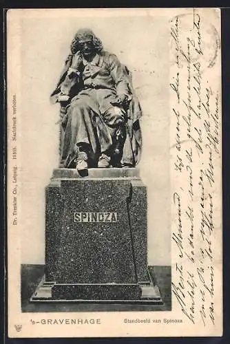 AK `s-Gravenhage, Standbeeld van Spinoza