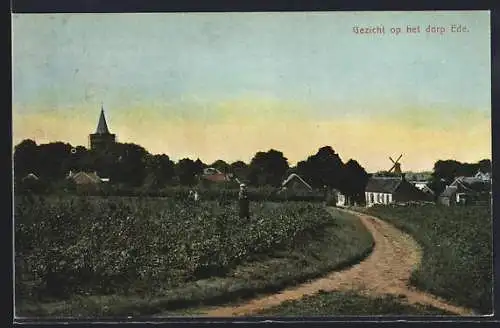 AK Ede, Gezicht op het dorp, Windmühle