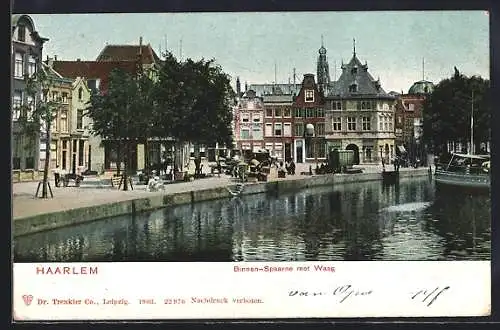 AK Haarlem, Binnen-Spaarne met Waag