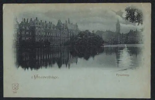 Mondschein-AK s`Gravenhage, Vyverborg
