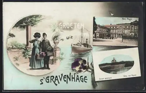 AK s`Gravenhage, Kon. Paleis, Villa ten Vijver