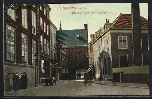 AK `s Gravenhage, Buitenhof met Gevangenpoort