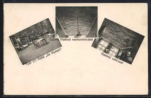 AK Den Briel, Tuin v. `t Hotel de Nymph, Plafond restauratie-zaal, Plafond cafe-zaal