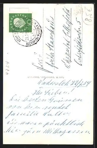 AK Wadersloh, Kirche und Strassenpartie mit Geschäften