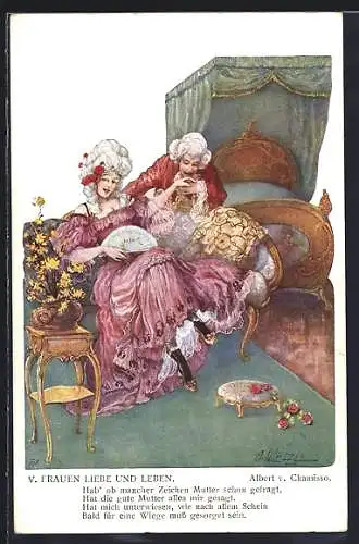 Künstler-AK T. Welzl: Frauen, Liebe und Leben, Albert v. Chamisso