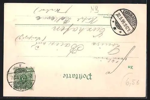 Lithographie Saaleck / Rudelsburg, Rudels-Burg, Bismarck-Denkmal