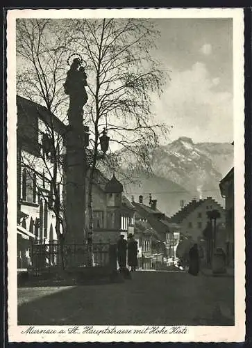 AK Murnau / Staffelsee, Hauptstrasse mit Hohe Kiste