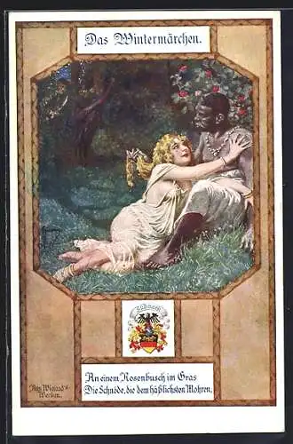 Künstler-AK Franz Kuderna: Das Wintermärchen - An einem Rosenbusch im Gras, die Schnöde die dem hässlichsten Mohren
