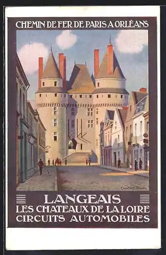 Künstler-AK Langeais, le Chateaux de la Loire. Circuits Automobiles, Tourismus