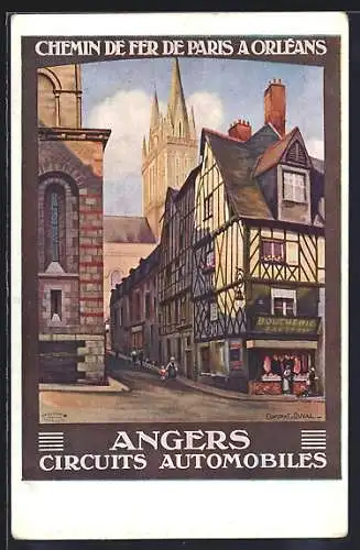 Künstler-AK Angers, Circuits Automobiles, Chemin de Fer de Paris a Orleans, Tourismus