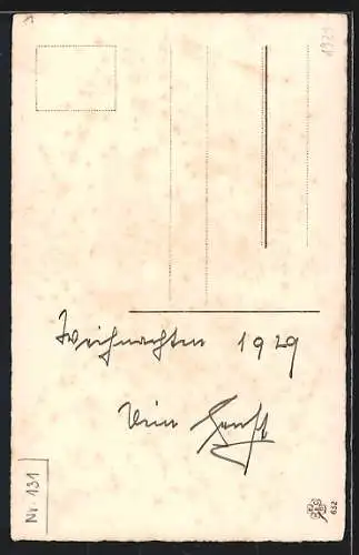 AK Junge auf Schlittschuhen schiebt Mädchen im Schlitten, Weihnachtsgruss