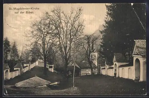 AK Brannenburg, Partie an der St. Magdalenen-Kirche auf der Biber