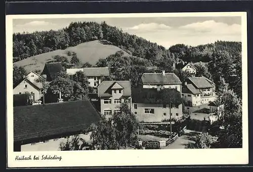 AK Haibach, Blick über die Dächer, Gasthaus und Gemischtwarenhandlung Bes.: Jos. Mayrhofer