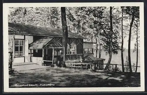 AK Ückeritz, Blick auf Fischerhütte