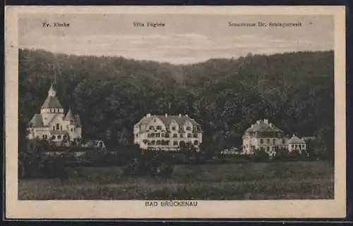 AK Bad Brückenau, Villa Füglein, Sanatorium Dr. Schlagintweit, Ev. kirche