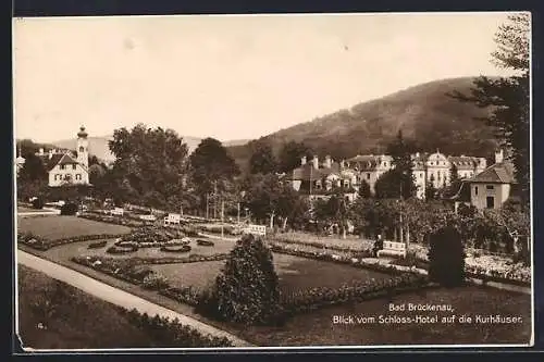 AK Bad Brückenau, Blick vom Schloss-Hotel auf die Kurhäuser