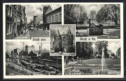 AK Neuss a. Rh., Hafen, An der Promenade, Der Eierdieb