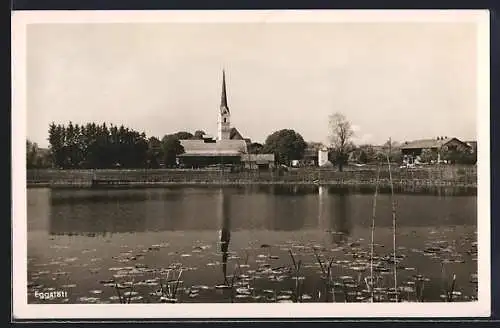 AK Eggstätt, Uferpartie mit Kirche