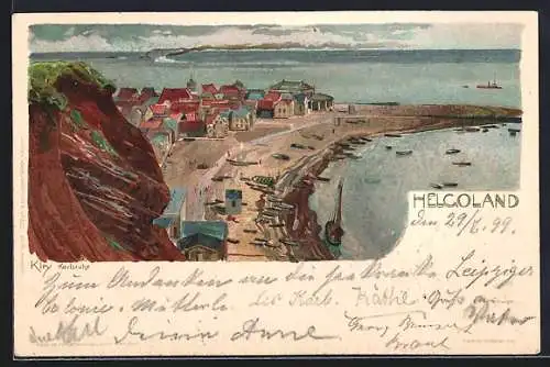 Künstler-AK Heinrich Kley: Helgoland, Ortspartie