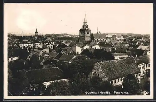 AK Güstrow, Teilansicht aus der Vogelschau
