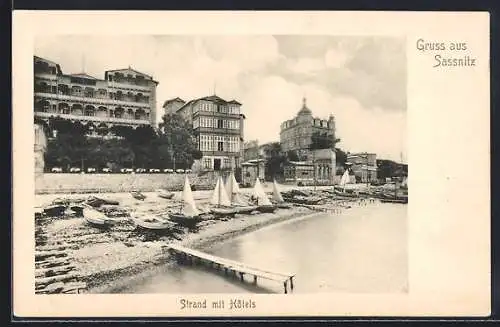 AK Sassnitz, Strand mit Hotels