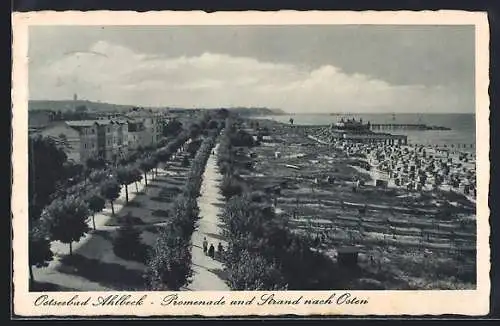 AK Ahlbeck, Ostseebad, Promenade und Strand nach Osten