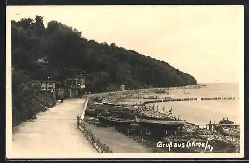 AK Lohme /Rg., Strand mit Promenade