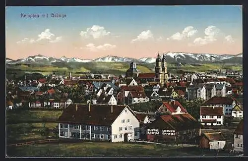 AK Kempten / Allgäu, Teilansicht mit Gebirge