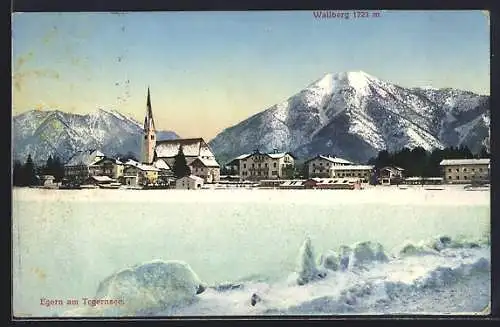 AK Egern am Tegernsee, Teilansicht mit Wallberg im Winter