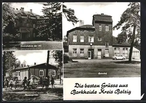 AK Borkheide /Kreis Belzig, Zentralschule der DBD, Bahnhof, Kindergarten