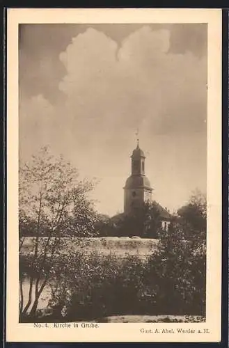 AK Grube, Uferpartie mit Kirche