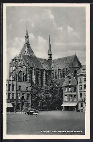 AK Rostock, Marienkirche mit Geschäften
